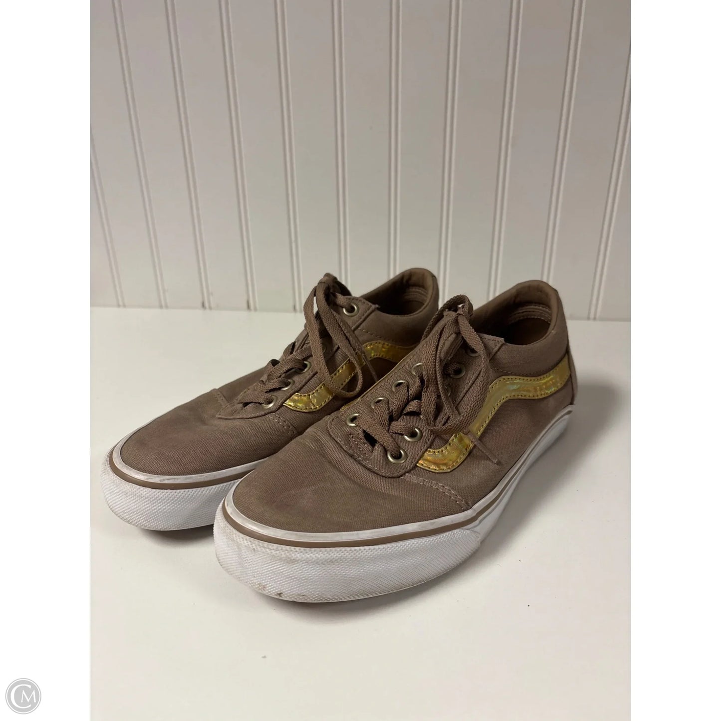 Shoes Sneakers By Vans In Brown & Gold, Size: 8