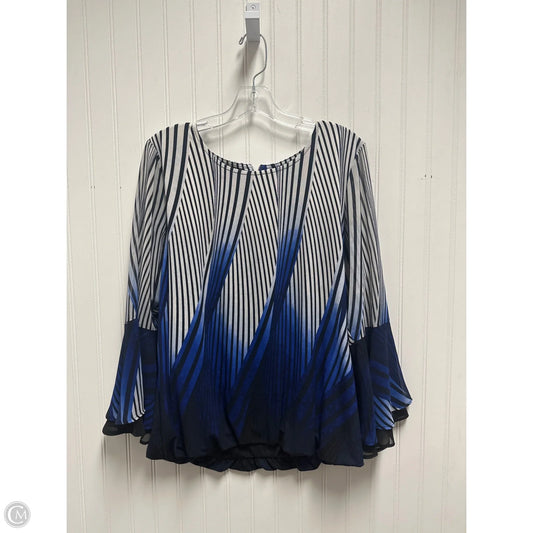 Top Long Sleeve By Alfani In Blue & White, Size: Xl