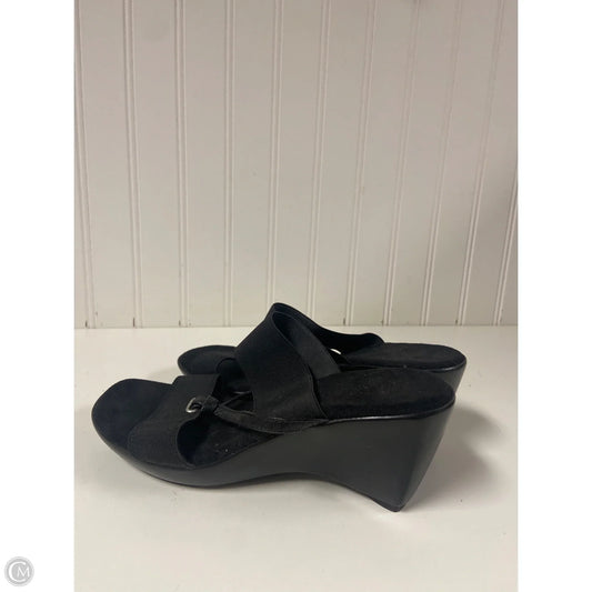 Sandals Heels Wedge By Italian Shoemakers In Black, Size: 6.5