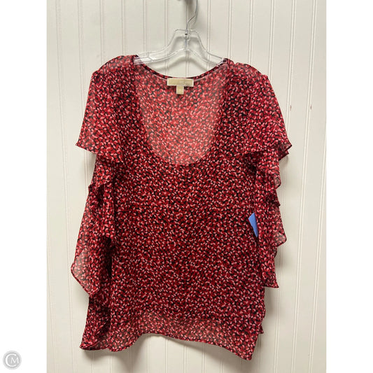 Top Short Sleeve By Michael By Michael Kors In Black & Red, Size: 1x
