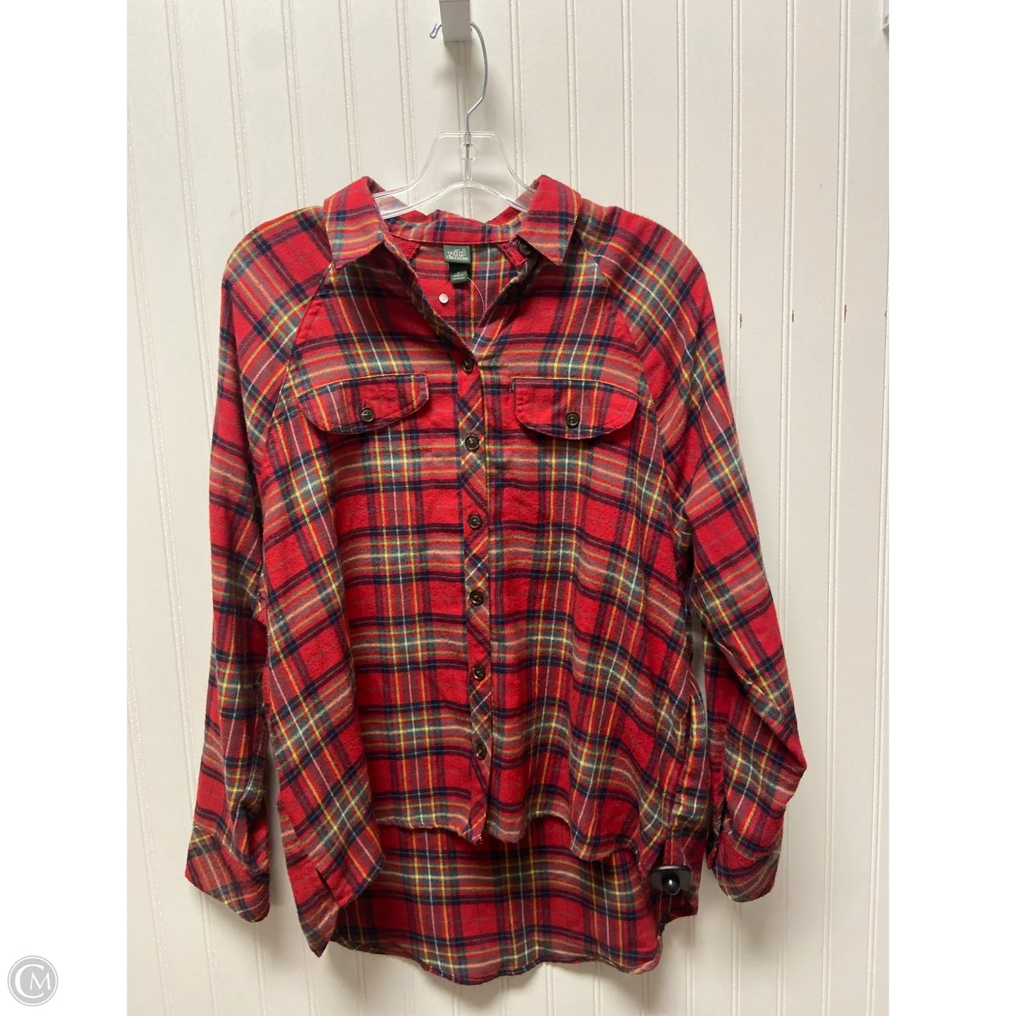 Top Long Sleeve By Wild Fable In Plaid Pattern, Size: S