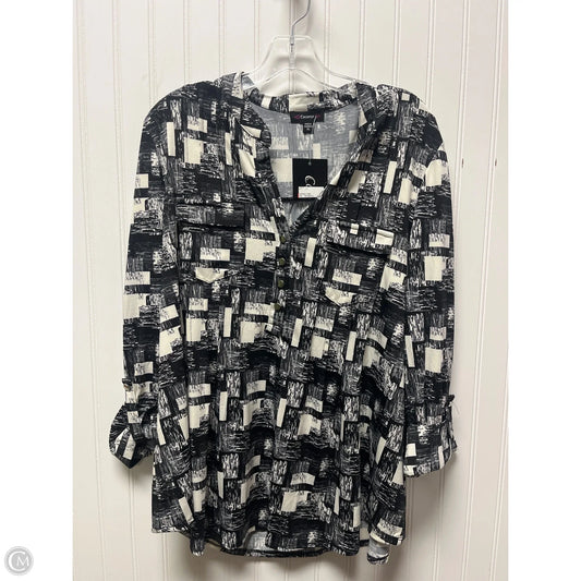 Top Long Sleeve By Cocomo In Black & White, Size: Xl