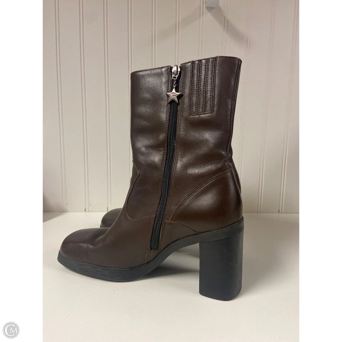 Boots Mid-calf Heels By Tommy Hilfiger In Brown, Size: 8.5