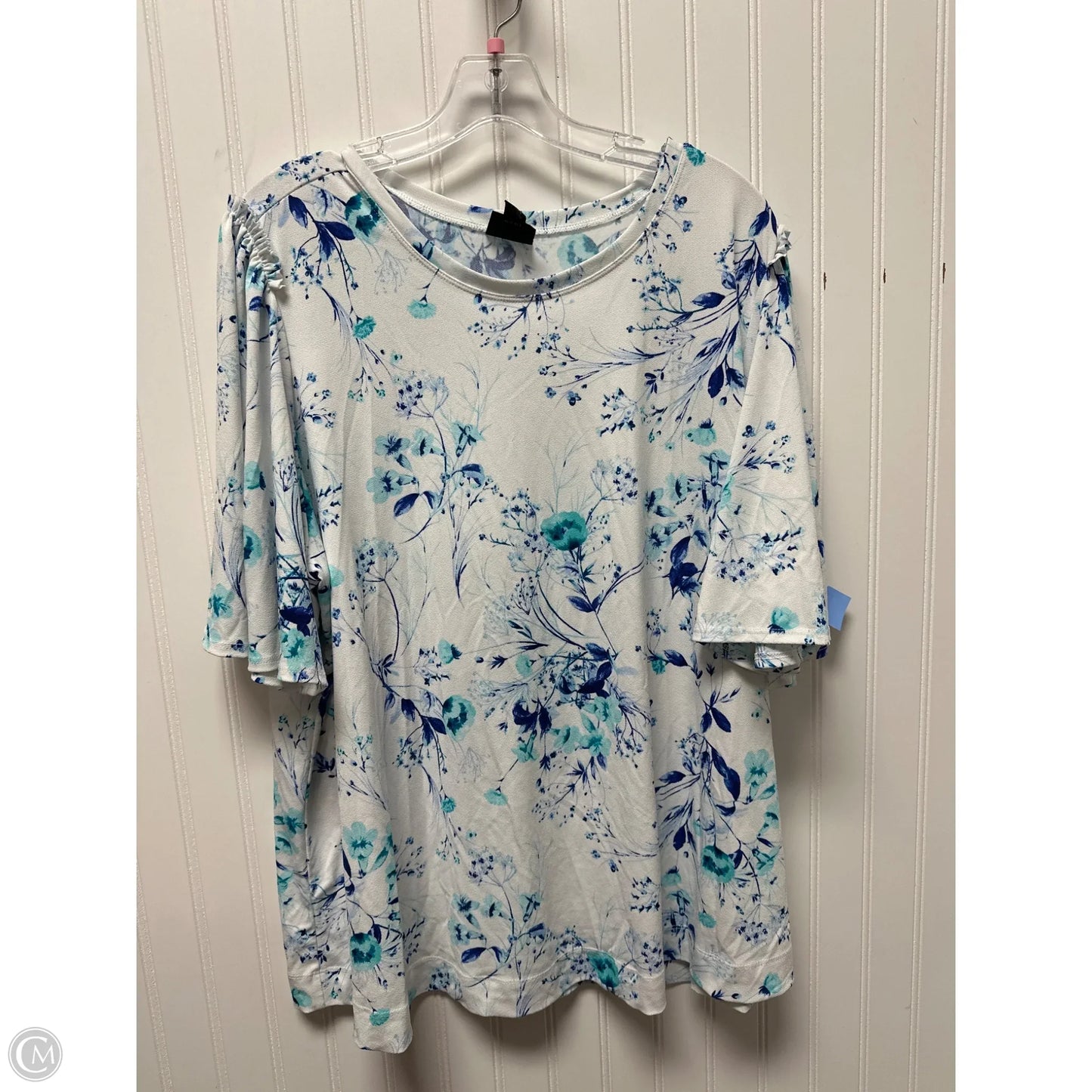 Top Short Sleeve By Worthington In Floral Print, Size: 2x