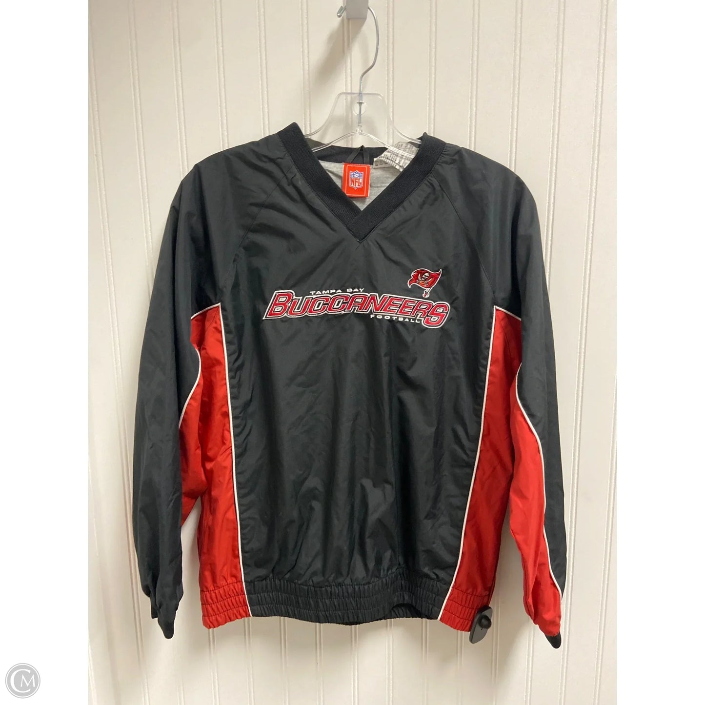 Jacket Windbreaker By Nfl In Black & Red, Size: M