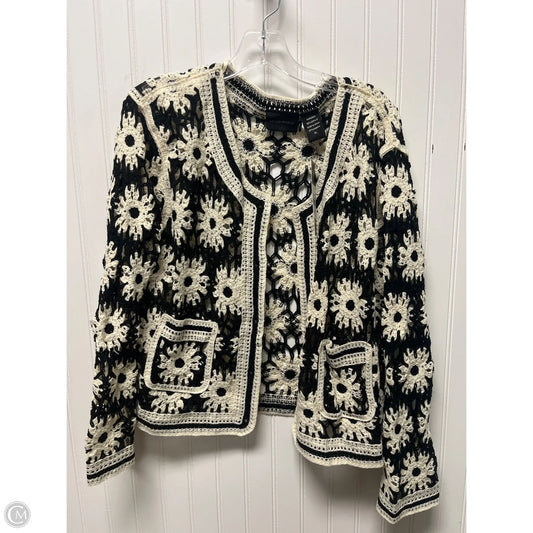 Sweater Cardigan By Clothes Mentor In Black & Cream, Size: Xl