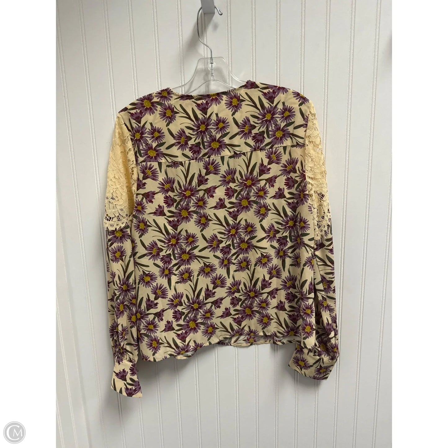 Top Long Sleeve By Nicole Miller In Floral Print, Size: M