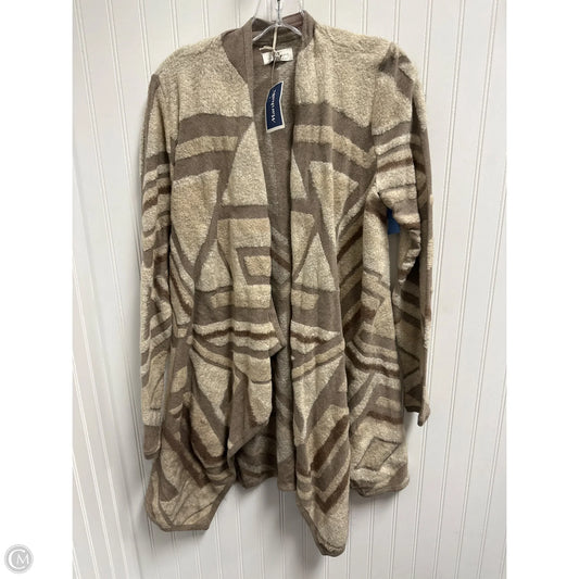 Sweater Cardigan By Lucky Brand In Brown & Cream, Size: M