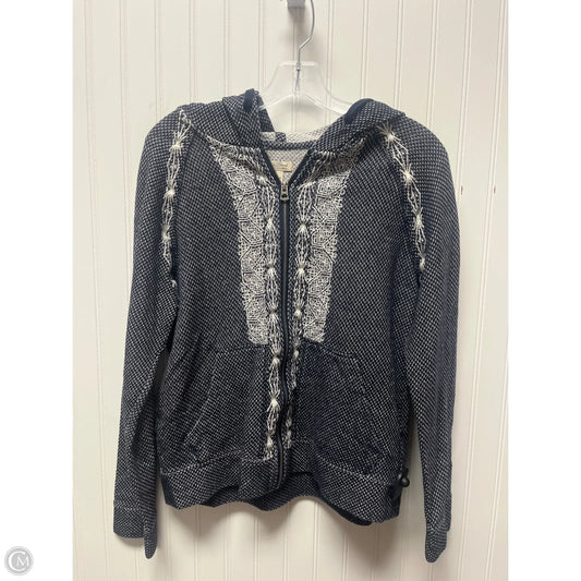 Sweatshirt Hoodie By Lucky Brand In Blue & Cream, Size: M