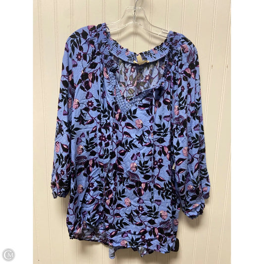Top Long Sleeve By Como Blu In Black & Blue, Size: 3x