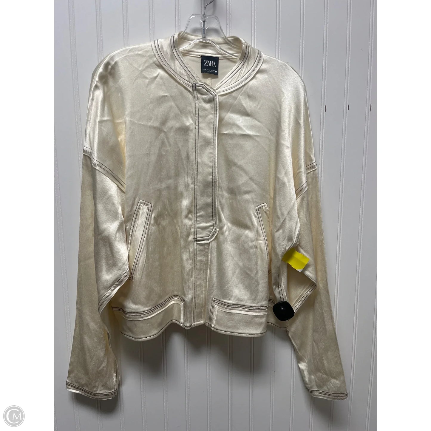 Jacket Moto By Zara In Ivory, Size: M