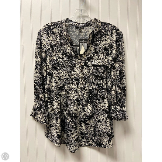 Top 3/4 Sleeve By Clothes Mentor In Black & White, Size: L