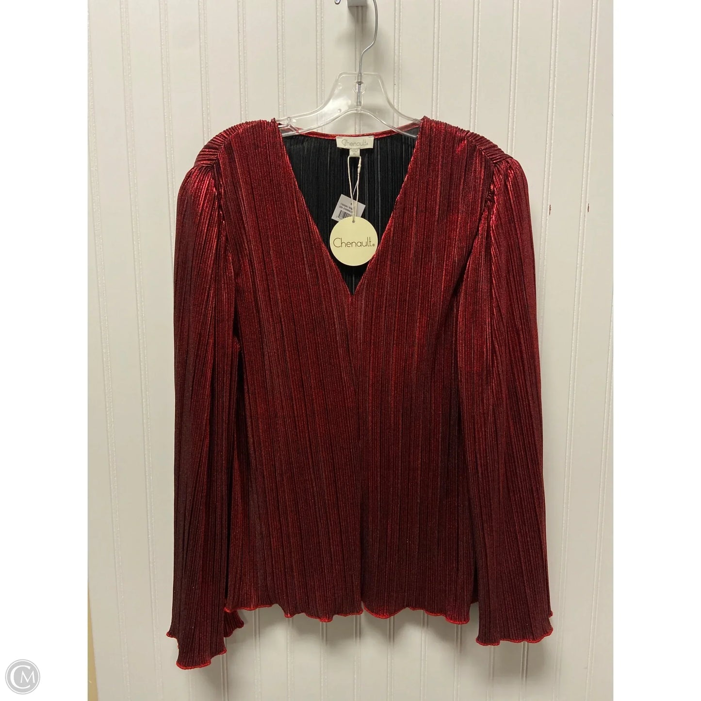 Top Long Sleeve By Chenault In Red, Size: Xl