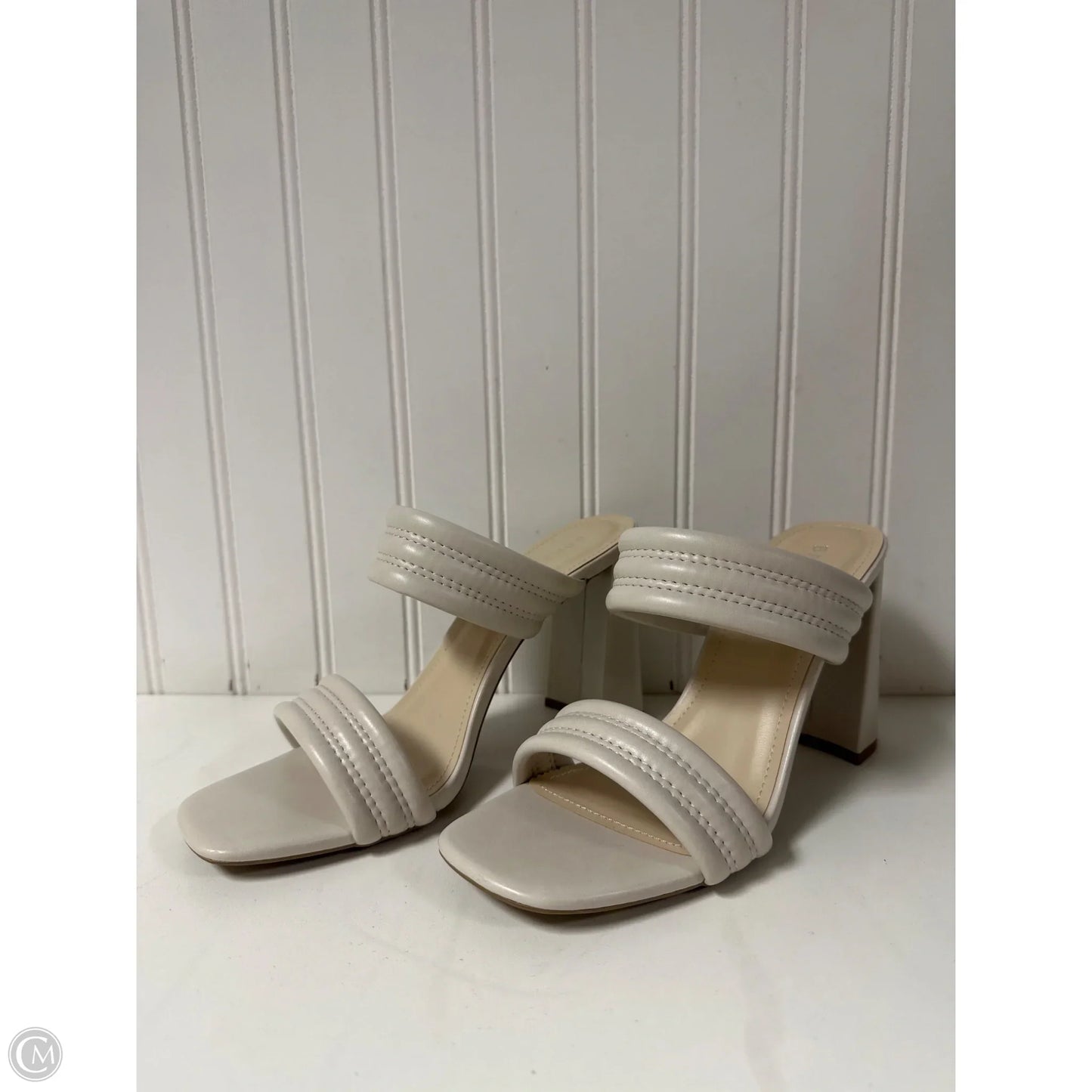 Sandals Heels Block By Bamboo In Ivory, Size: 8.5