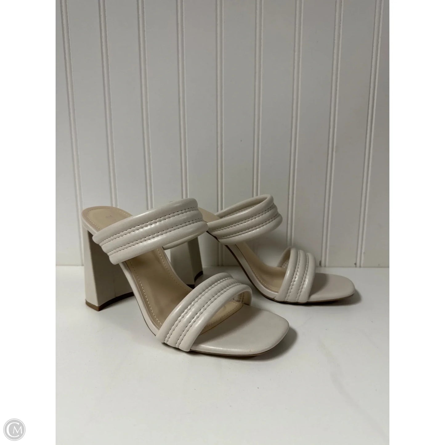 Sandals Heels Block By Bamboo In Ivory, Size: 8.5