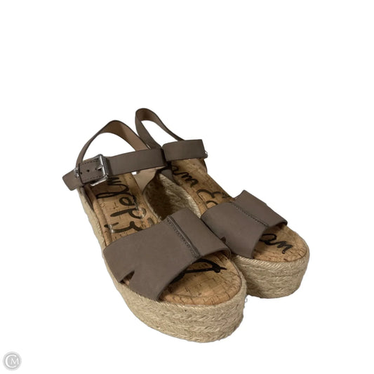 Sandals Heels Wedge By Sam Edelman In Taupe, Size: 8.5