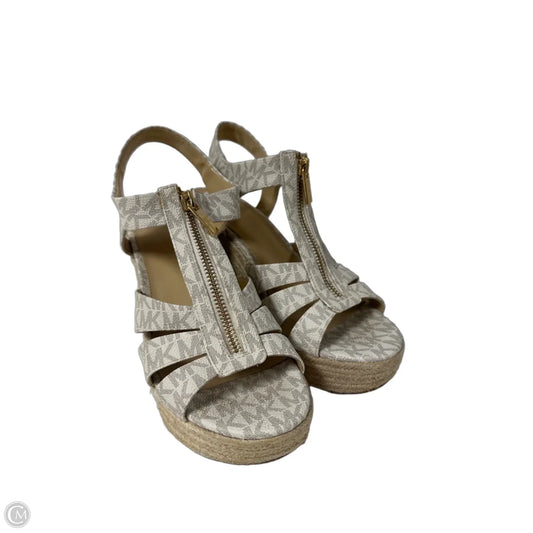 Sandals Heels Wedge By Michael By Michael Kors In Ivory, Size: 8.5