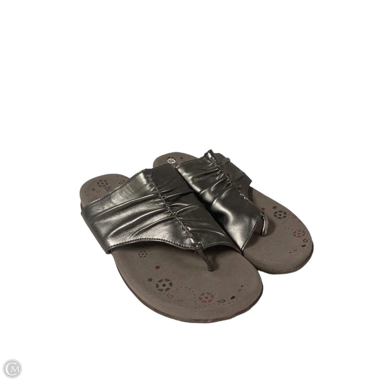 Sandals Flats By Clothes Mentor In Silver, Size: 10