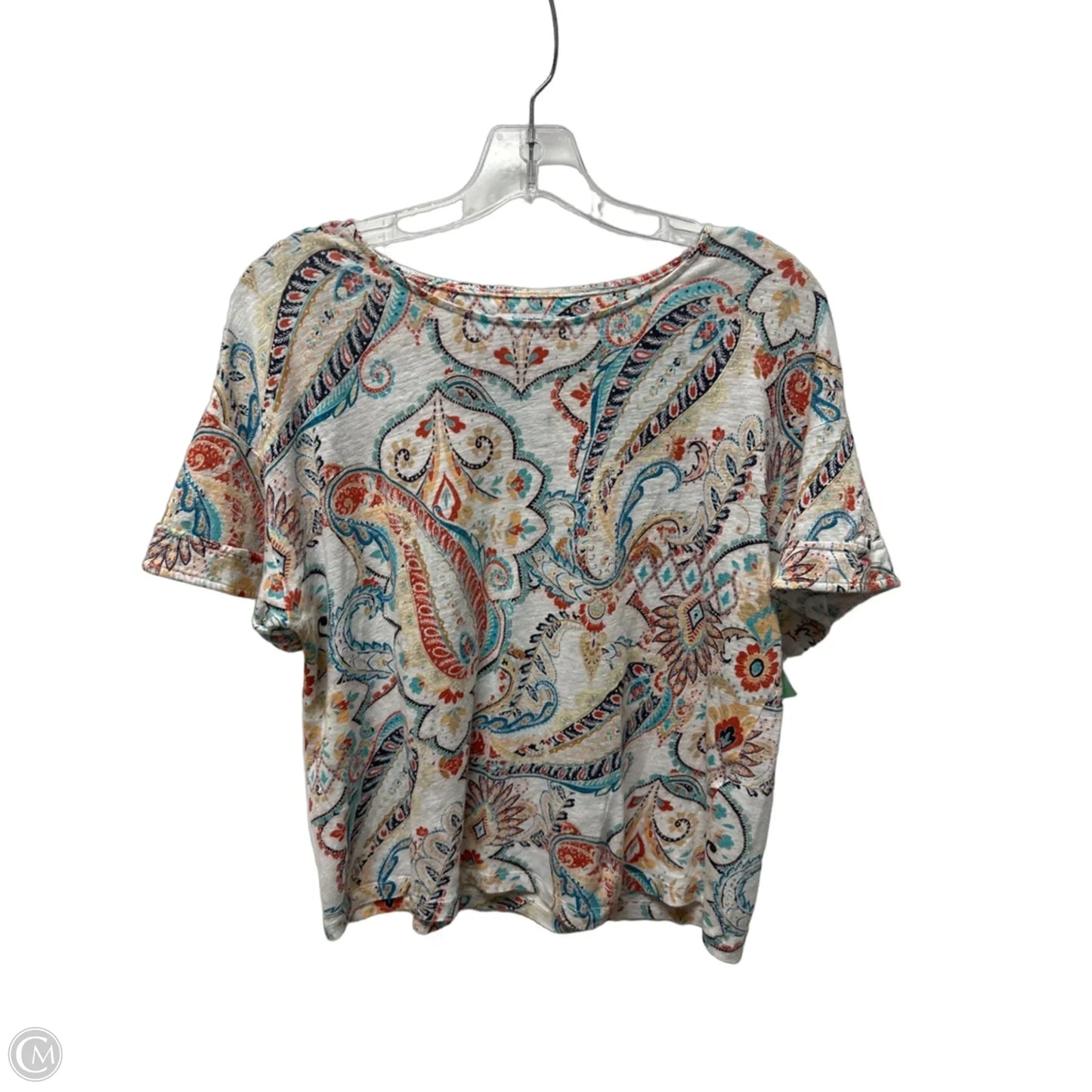 Top Short Sleeve By Chicos In Paisley Print, Size: S