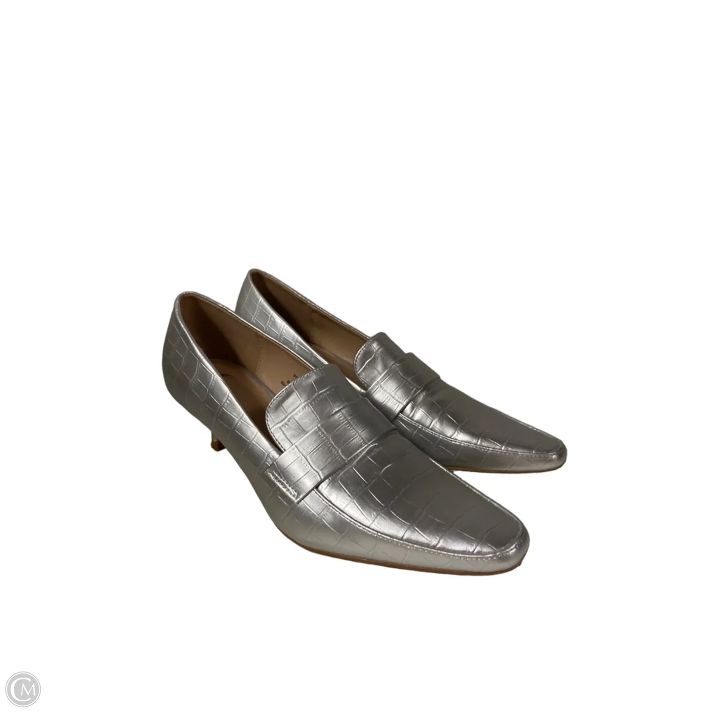 Shoes Heels Kitten By Clothes Mentor In Silver, Size: 7.5