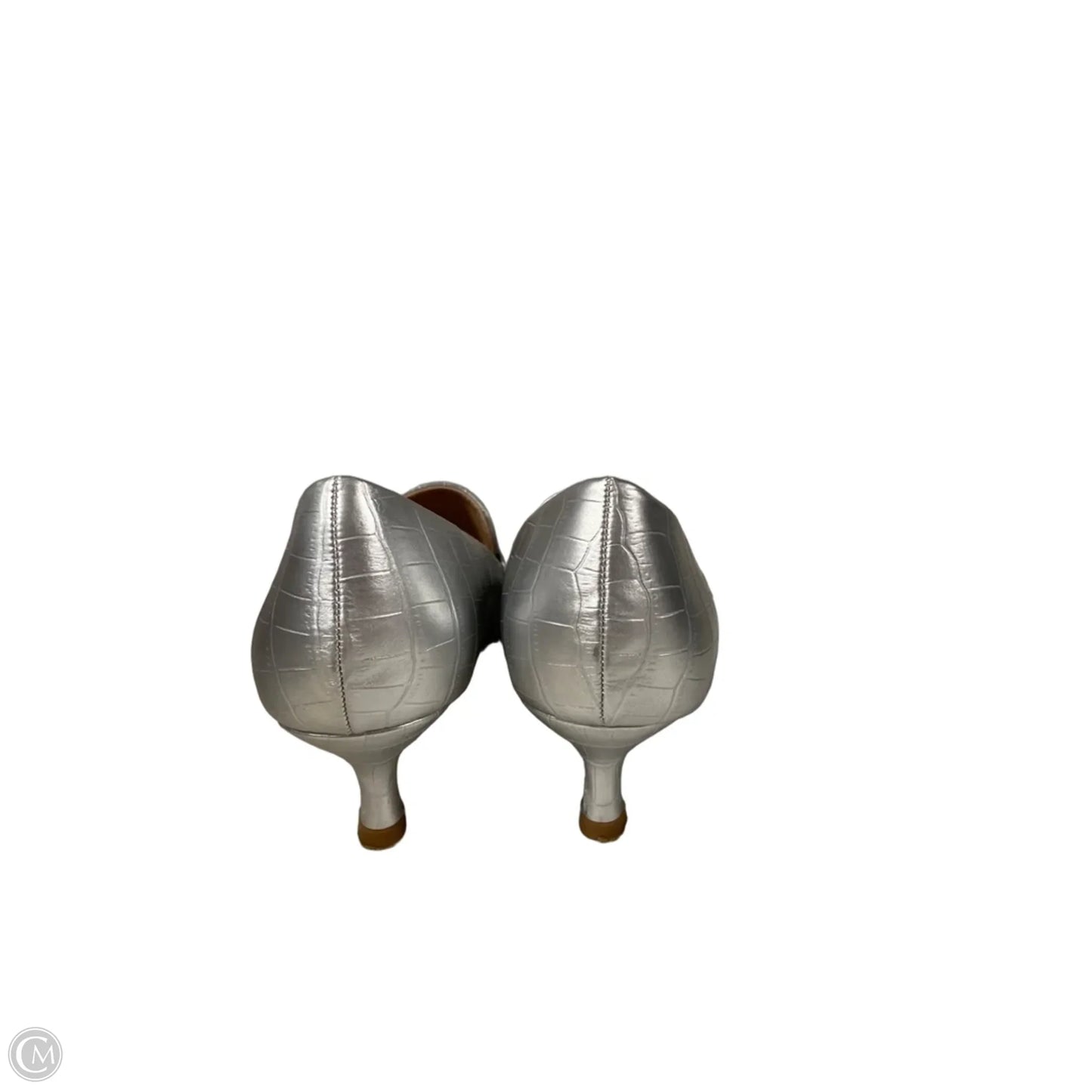 Shoes Heels Kitten By Clothes Mentor In Silver, Size: 7.5