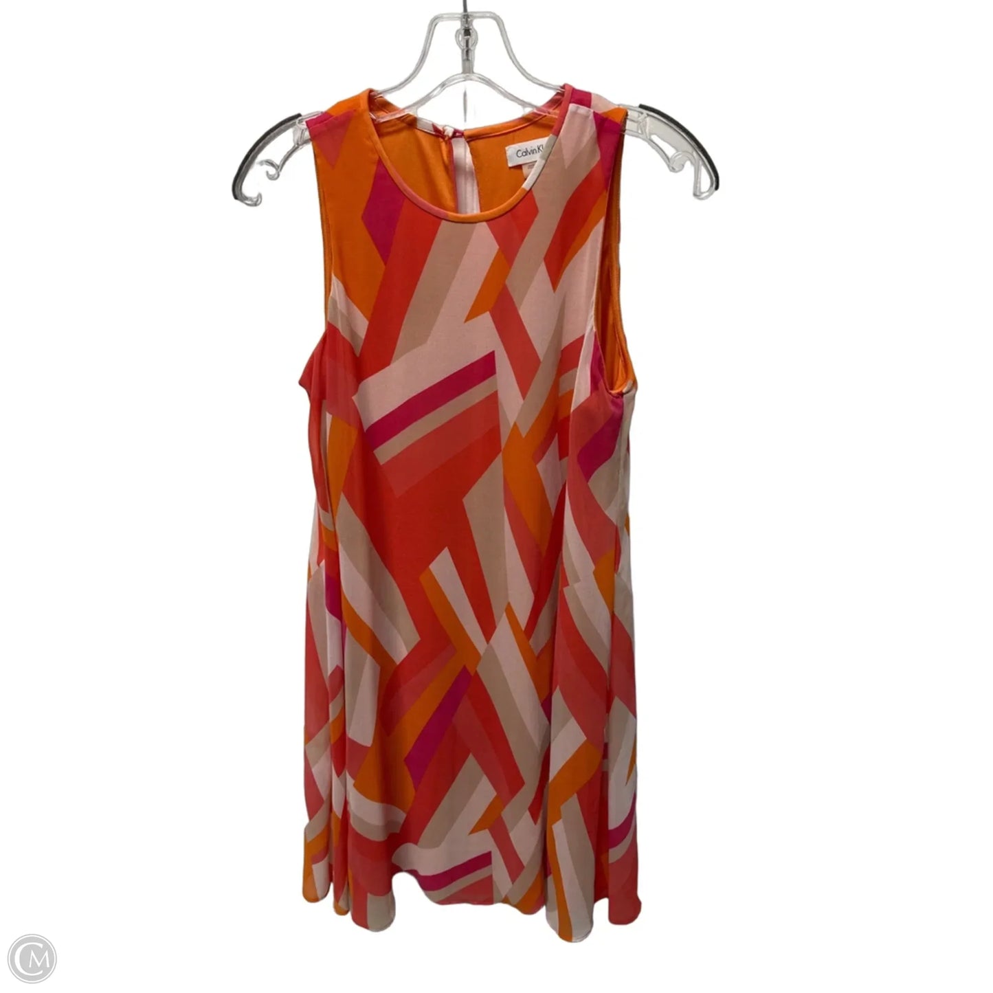 Dress Casual Short By Calvin Klein In Orange & Pink, Size: S