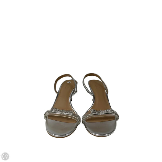 Sandals Heels Kitten By Inc In Silver, Size: 7.5
