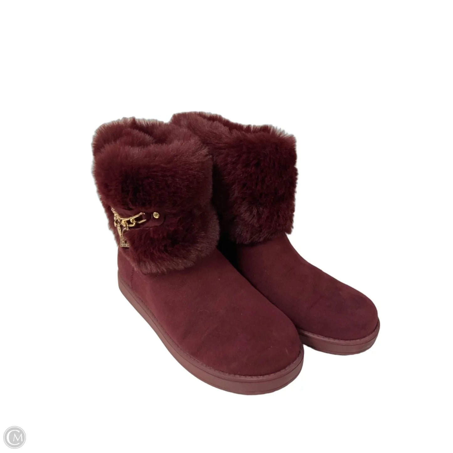 Boots Ankle Flats By Clothes Mentor In Maroon, Size: 8