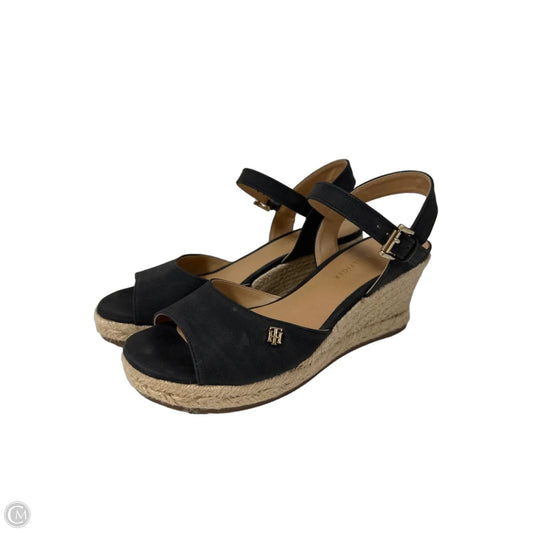 Sandals Heels Wedge By Tommy Hilfiger In Black, Size: 6.5