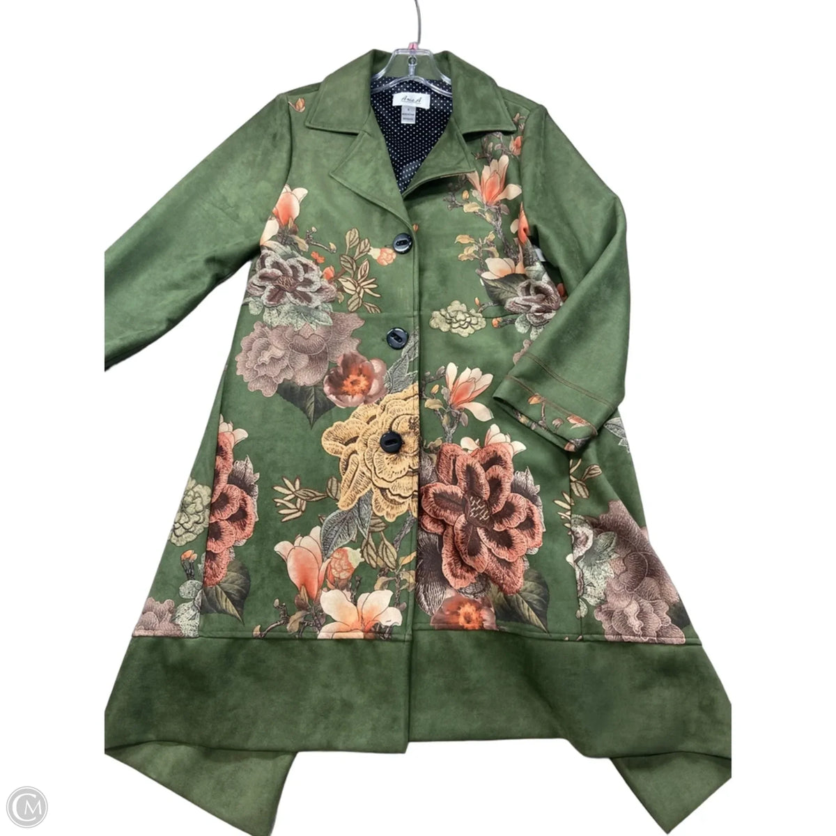 Coat Trench Coat By Clothes Mentor In Green, Size: S