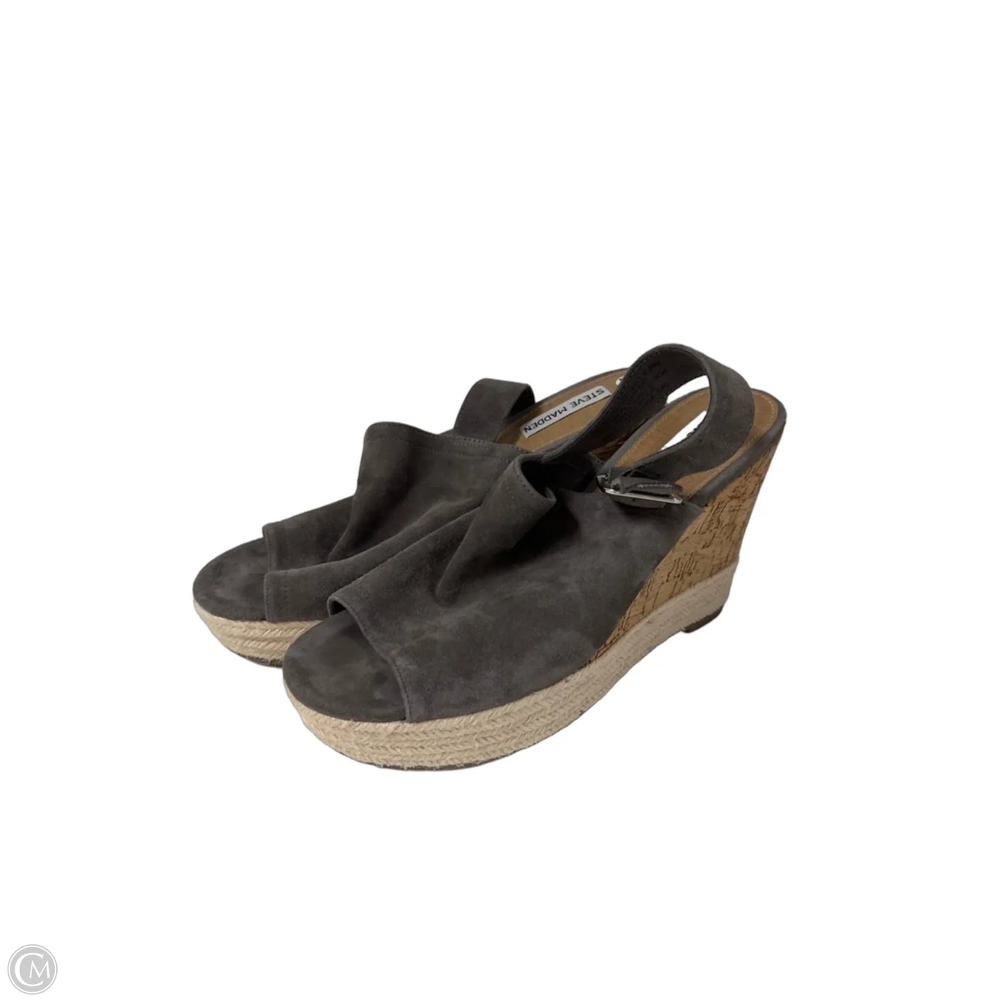 Sandals Heels Wedge By Steve Madden In Grey, Size: 8.5