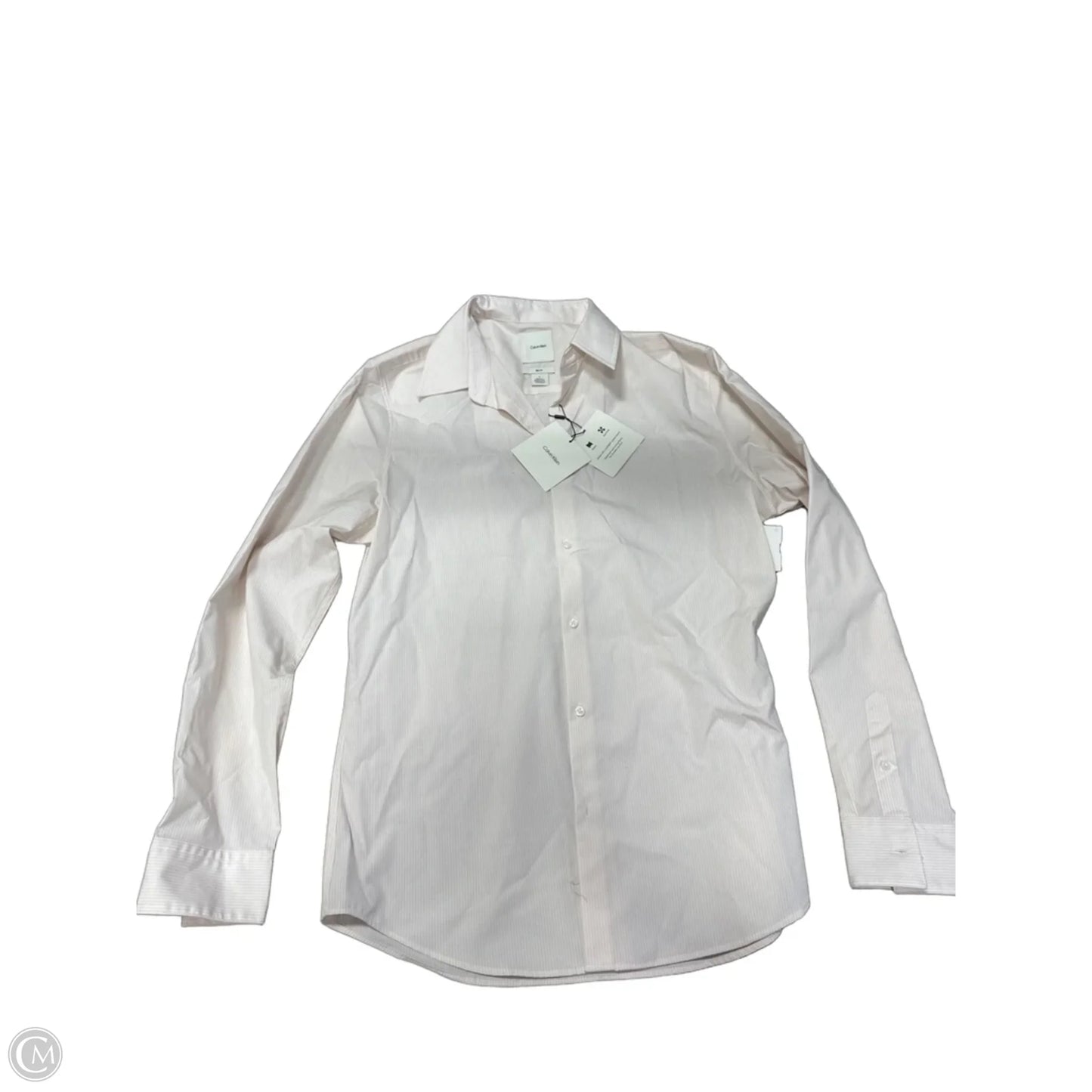 Top Long Sleeve By Calvin Klein In Pink & White, Size: M