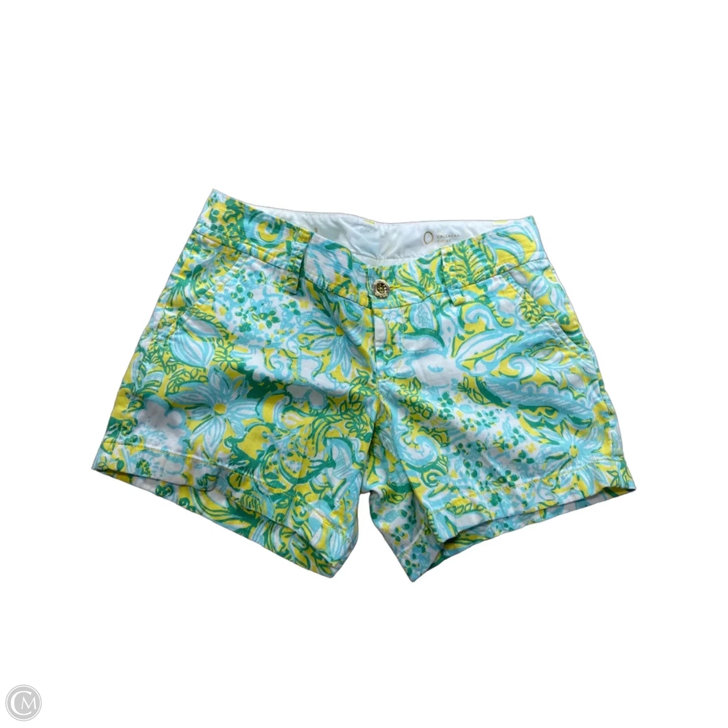 Shorts Designer By Lilly Pulitzer In Green & Yellow, Size: 0