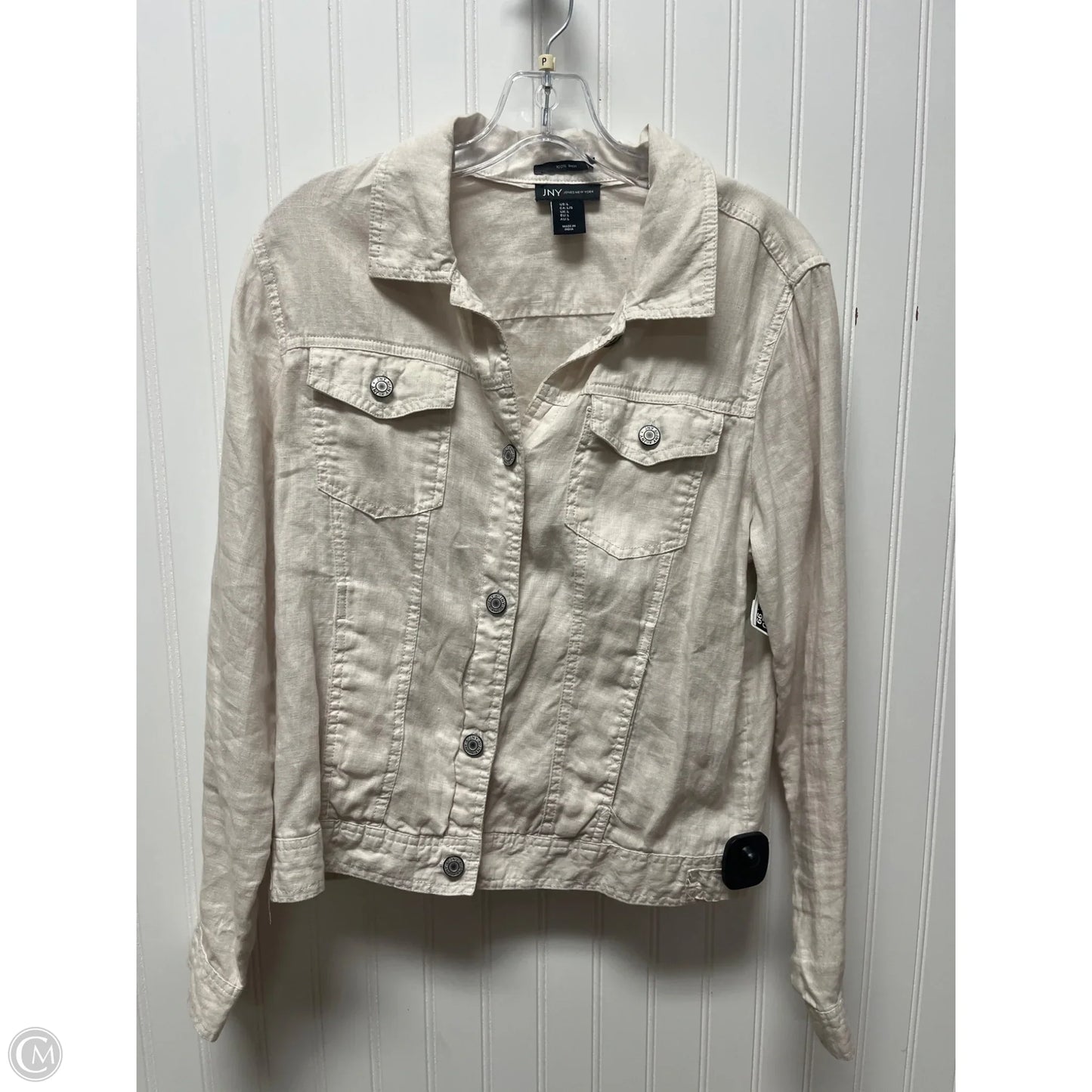 Jacket Shirt By Jones New York In Beige, Size: L