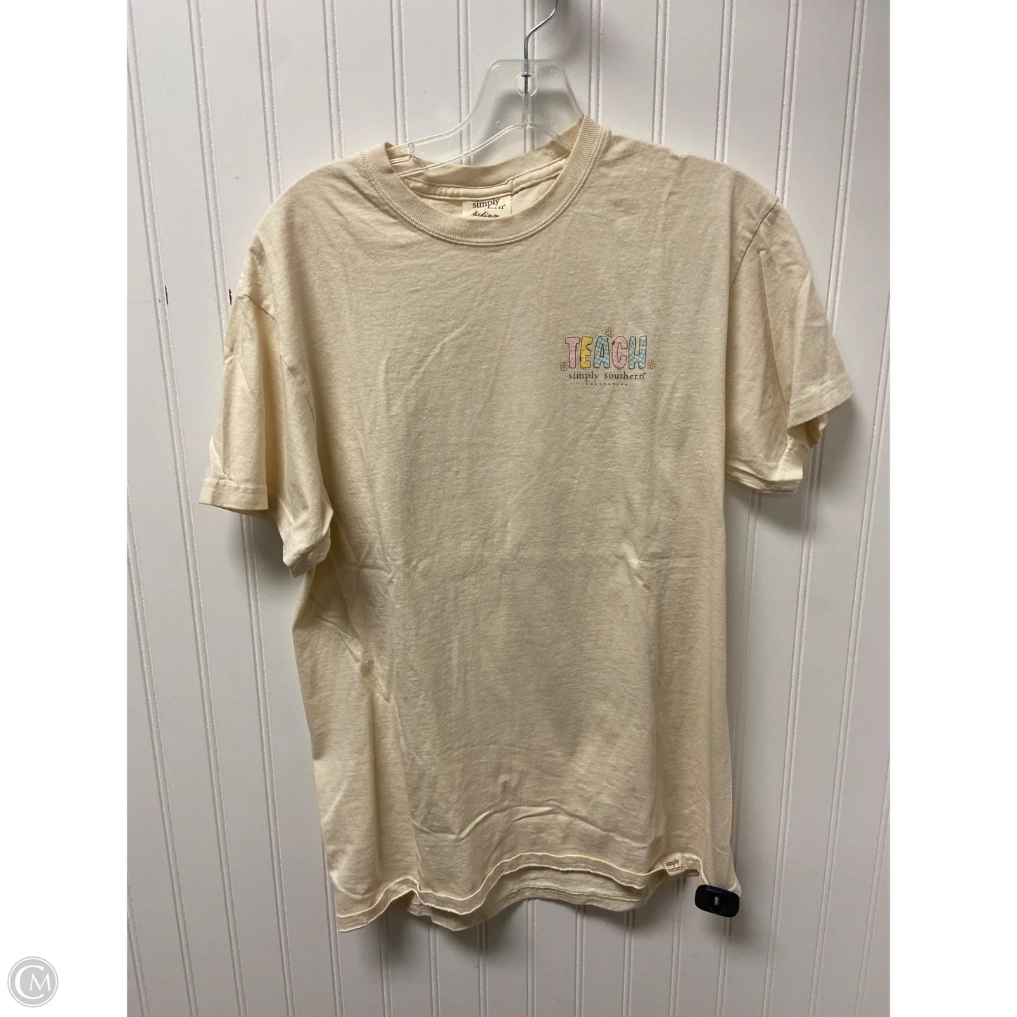 Top Short Sleeve By Simply Southern In Cream, Size: M