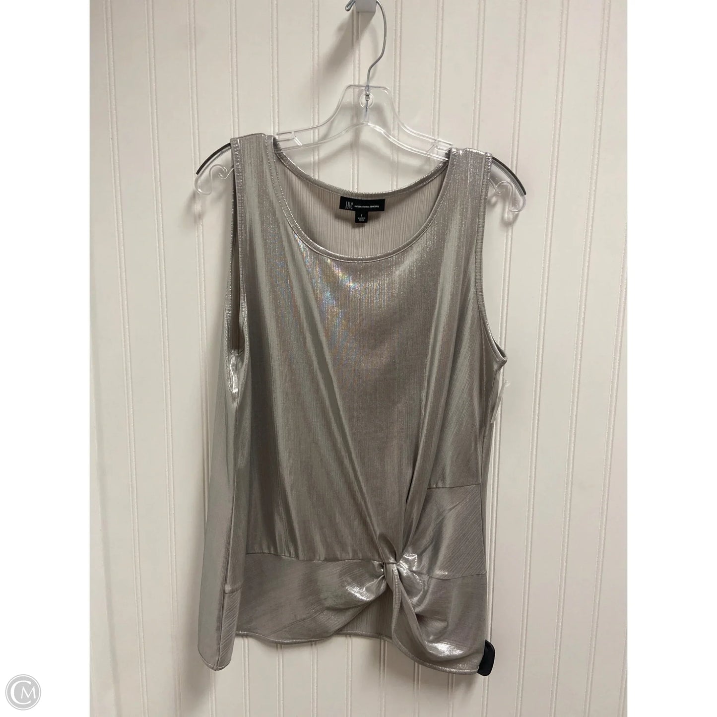 Top Sleeveless By Inc In Silver, Size: L