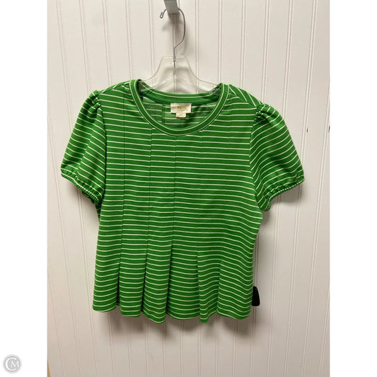 Top Short Sleeve By Maeve In Green & White, Size: M