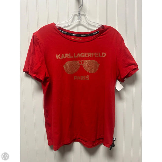 Top Short Sleeve Designer By Karl Lagerfeld In Red, Size: L