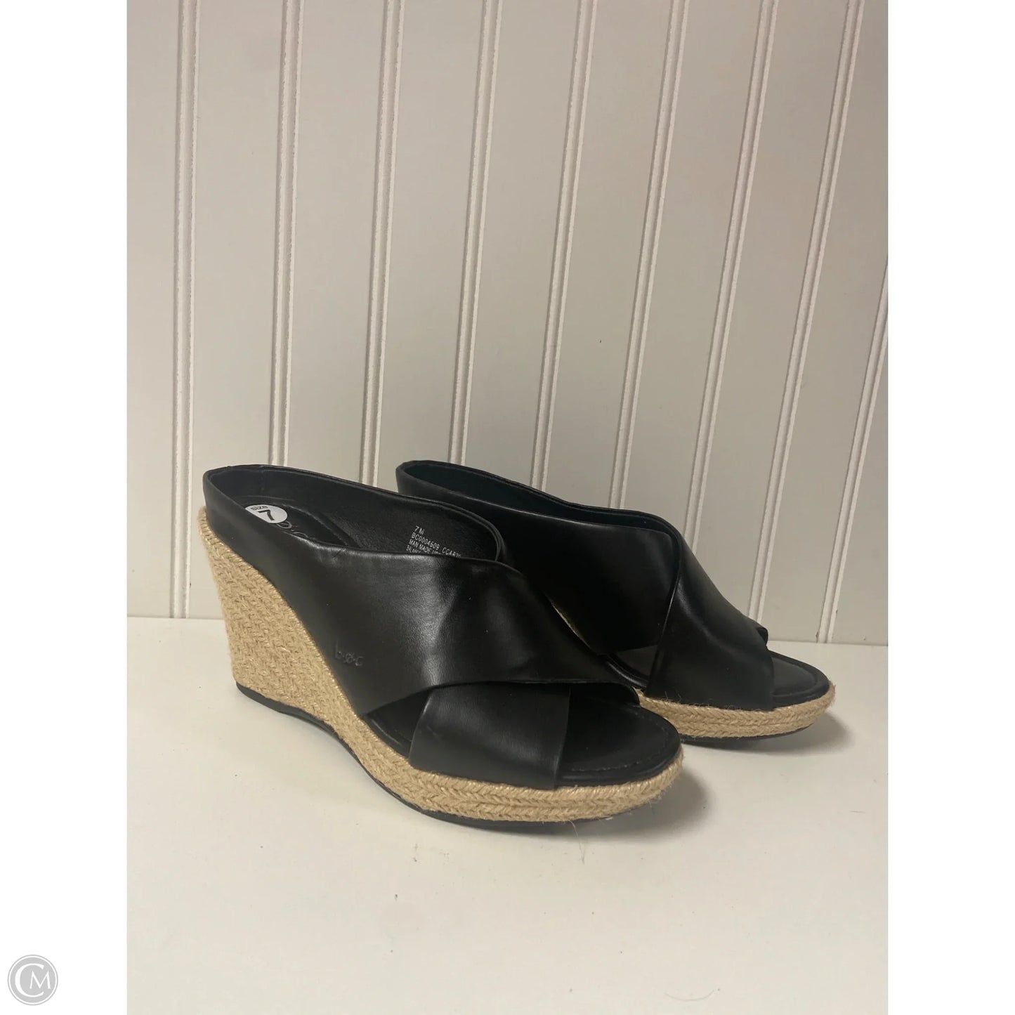 Sandals Heels Wedge By Boc In Black, Size: 7