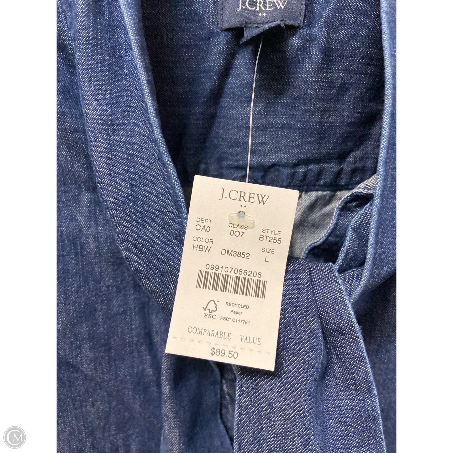 Top Long Sleeve By J. Crew In Blue Denim, Size: L