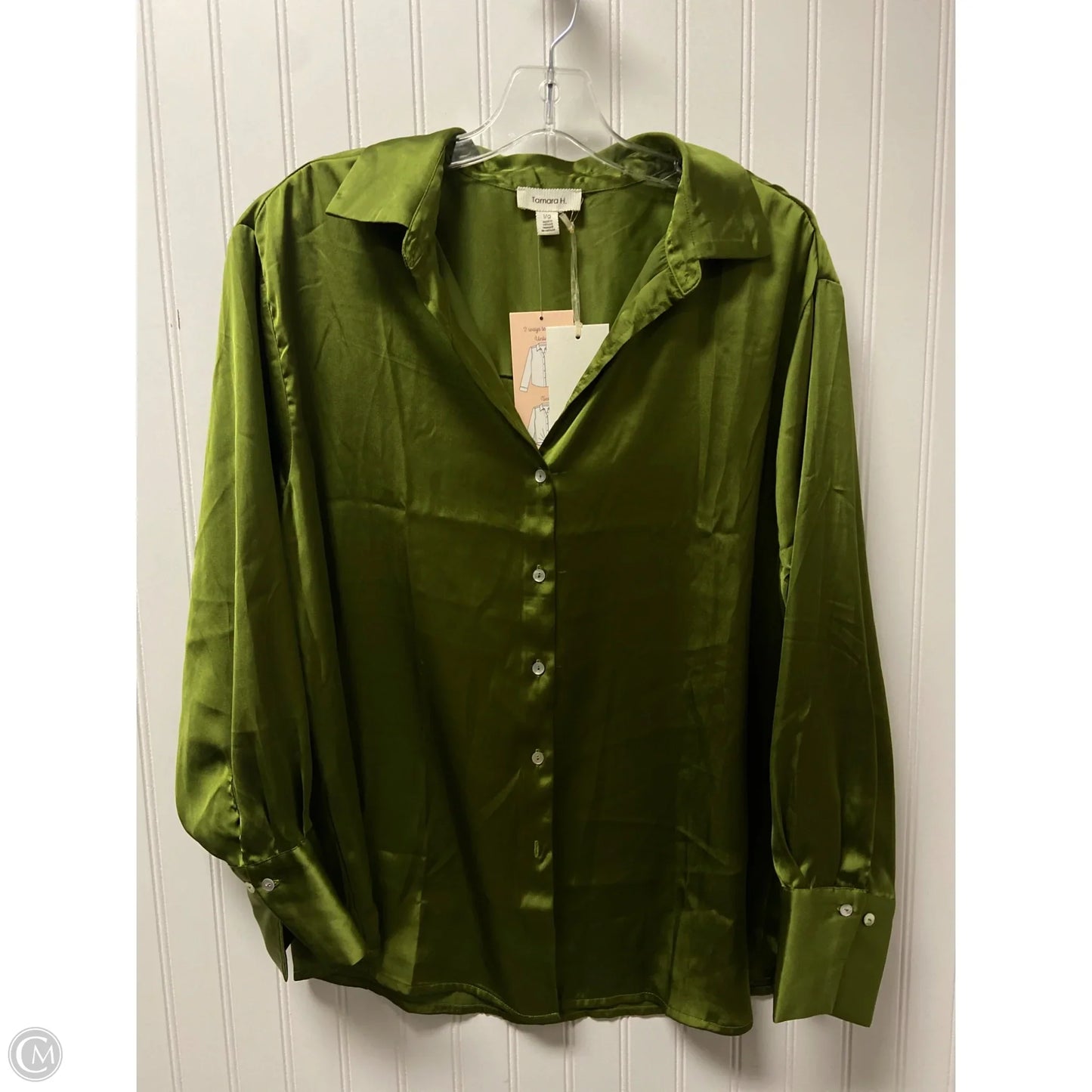 Top Long Sleeve By Tamara H In Green, Size: L
