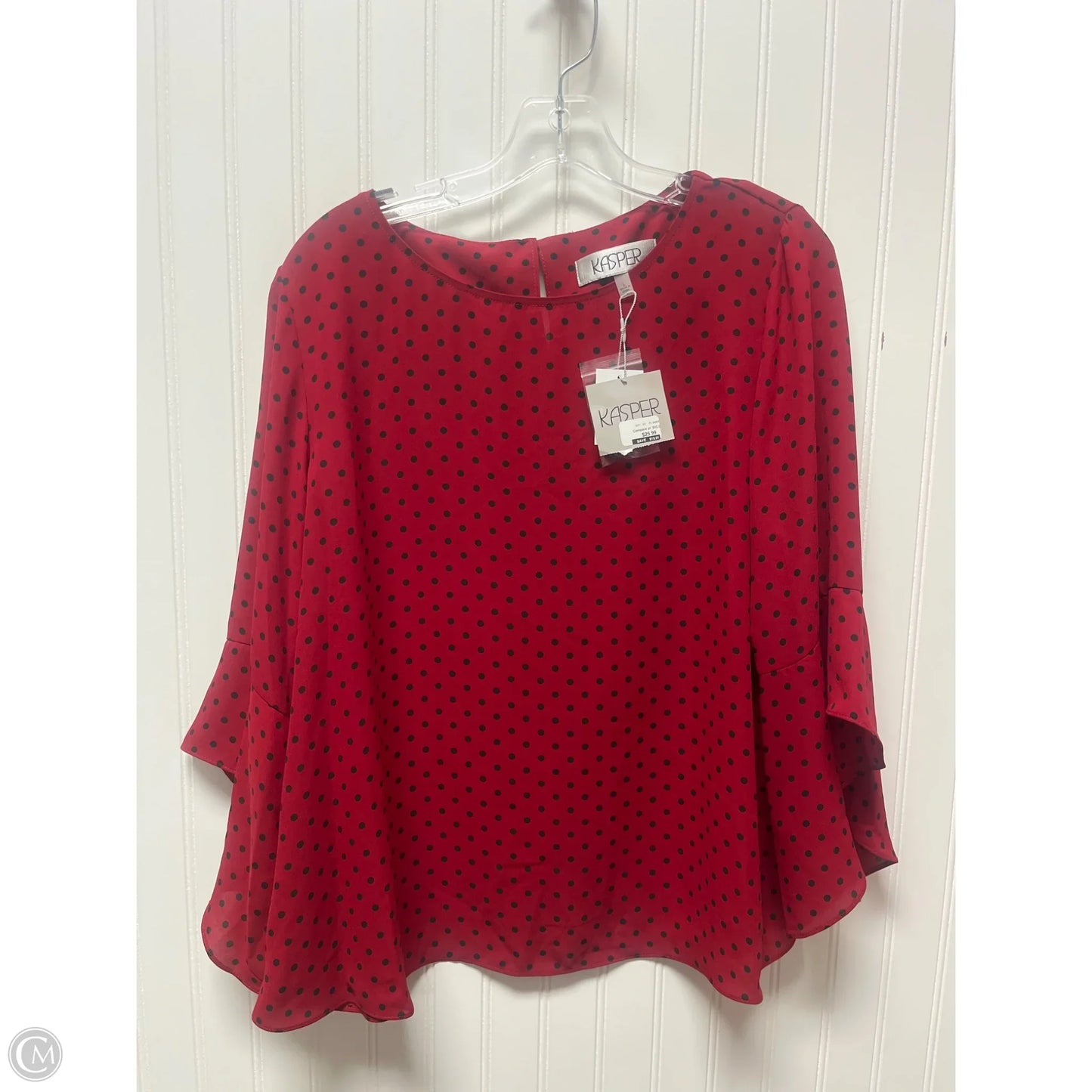 Top Long Sleeve By Kasper In Polkadot Pattern, Size: L