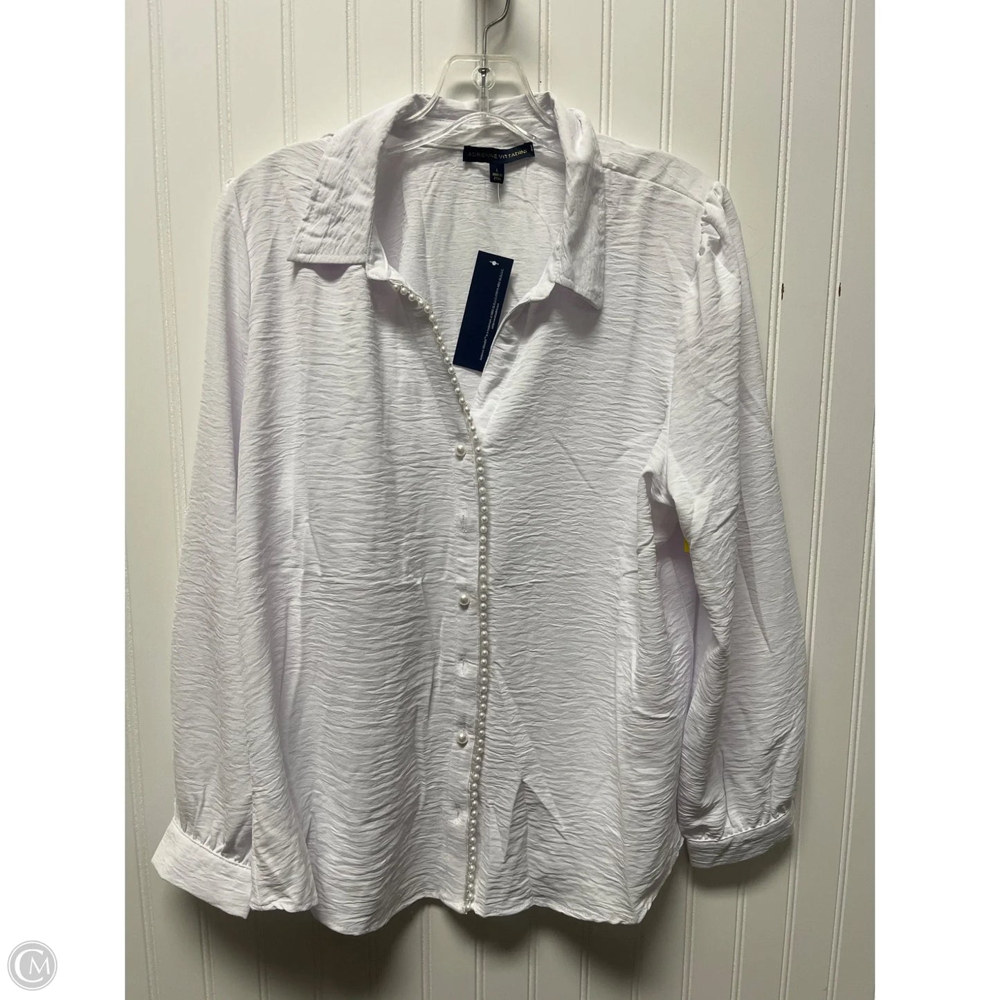 Top Long Sleeve By Adrienne Vittadini In White, Size: L