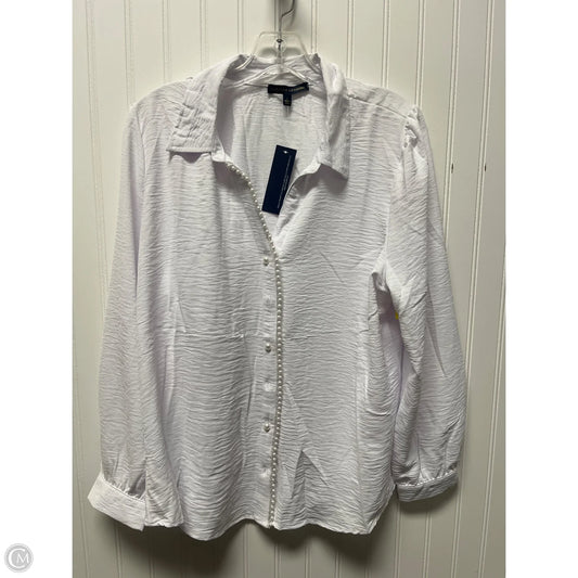 Top Long Sleeve By Adrienne Vittadini In White, Size: L