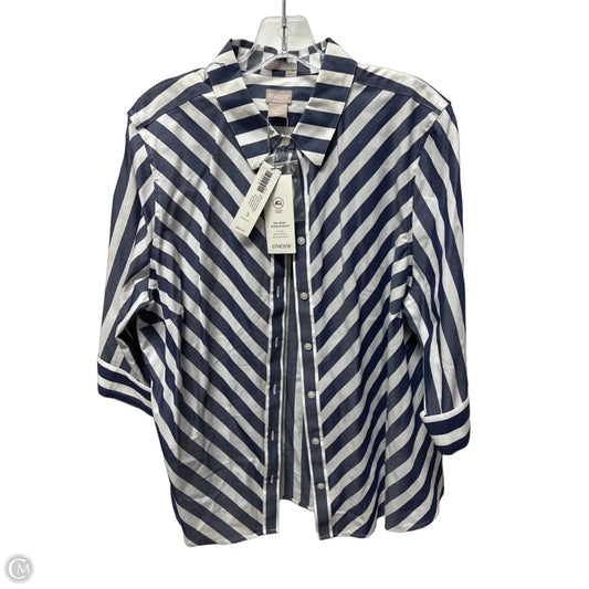 Top Short Sleeve By Chicos In Striped Pattern, Size: Xl