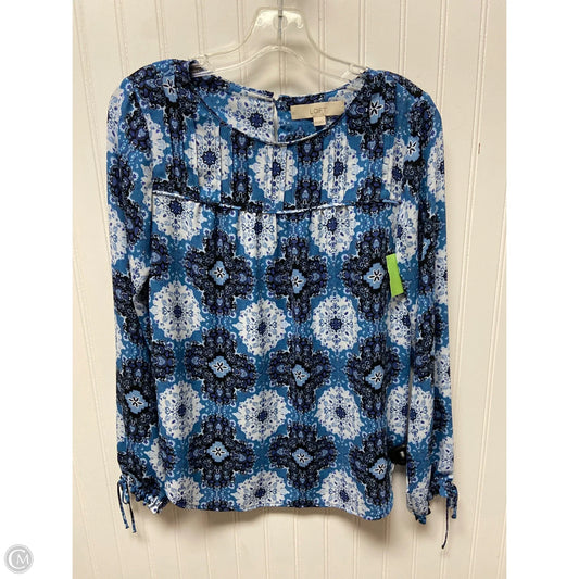Blouse Long Sleeve By Loft In Blue, Size: Xxs