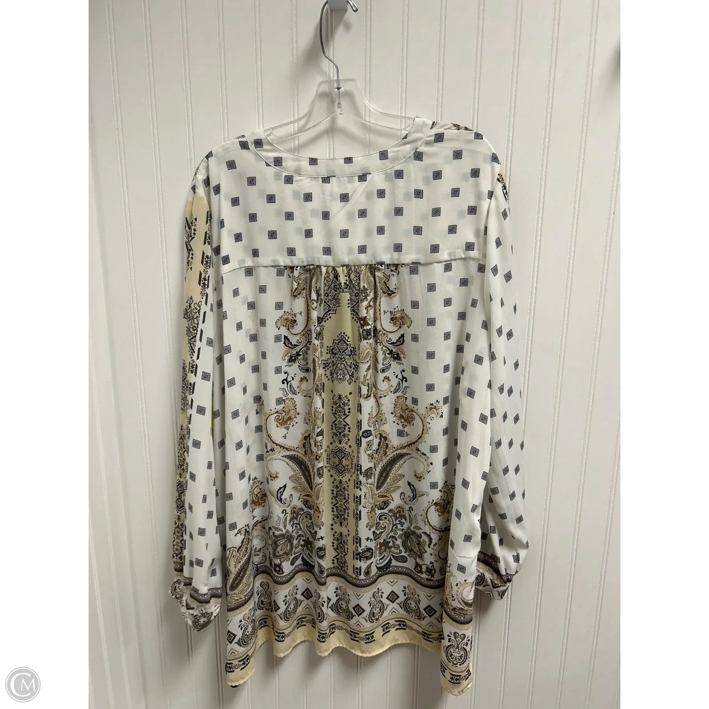 Top Long Sleeve By Romans In Cream & White, Size: 4x