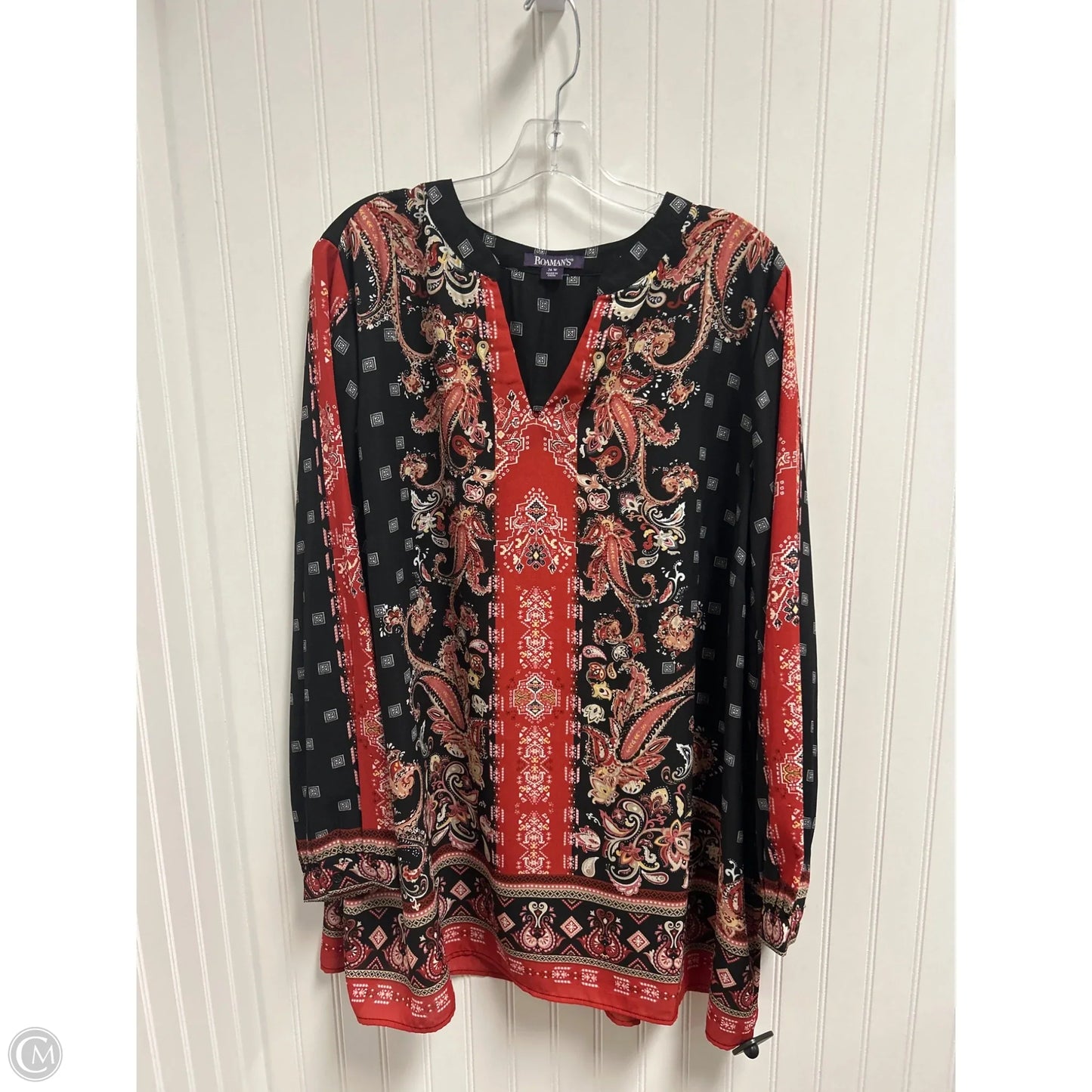 Top Long Sleeve By Romans In Black & Red, Size: 4x