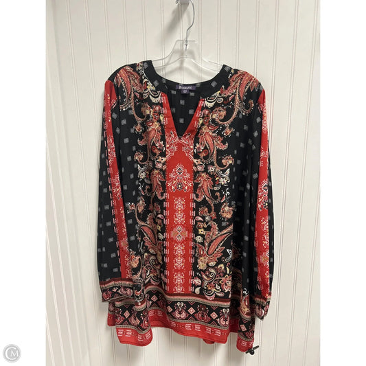 Top Long Sleeve By Romans In Black & Red, Size: 4x