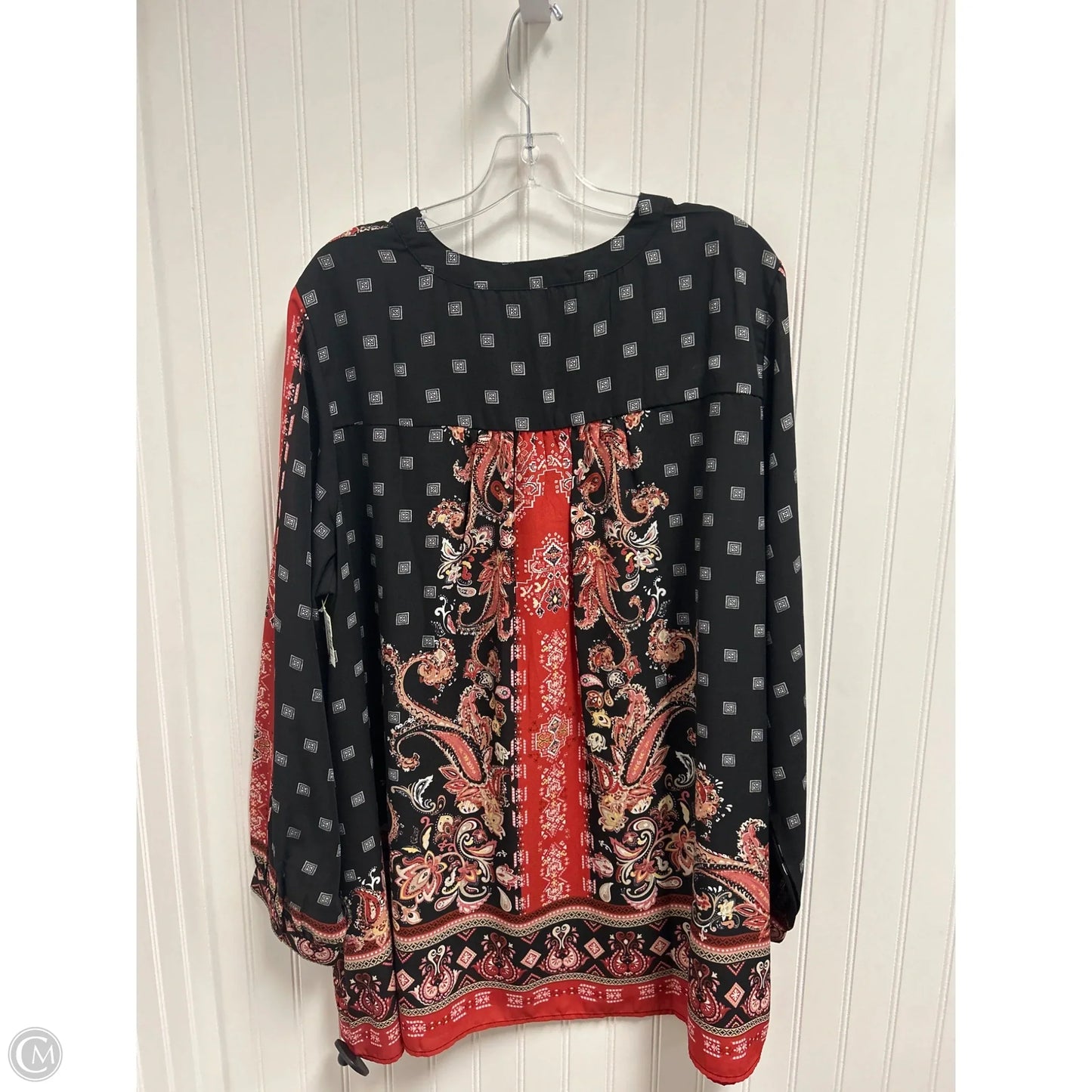 Top Long Sleeve By Romans In Black & Red, Size: 4x
